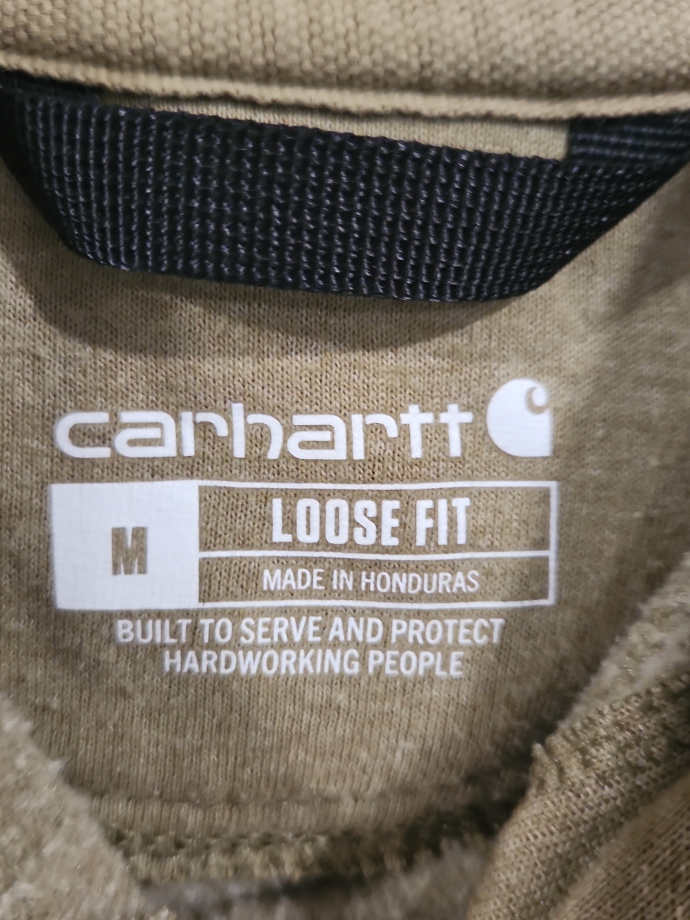 Carhartt Hoodie Sweatshirt Mens Medium Green Loose Fit Yellow Logo On Sleeve - Picture 3 of 5